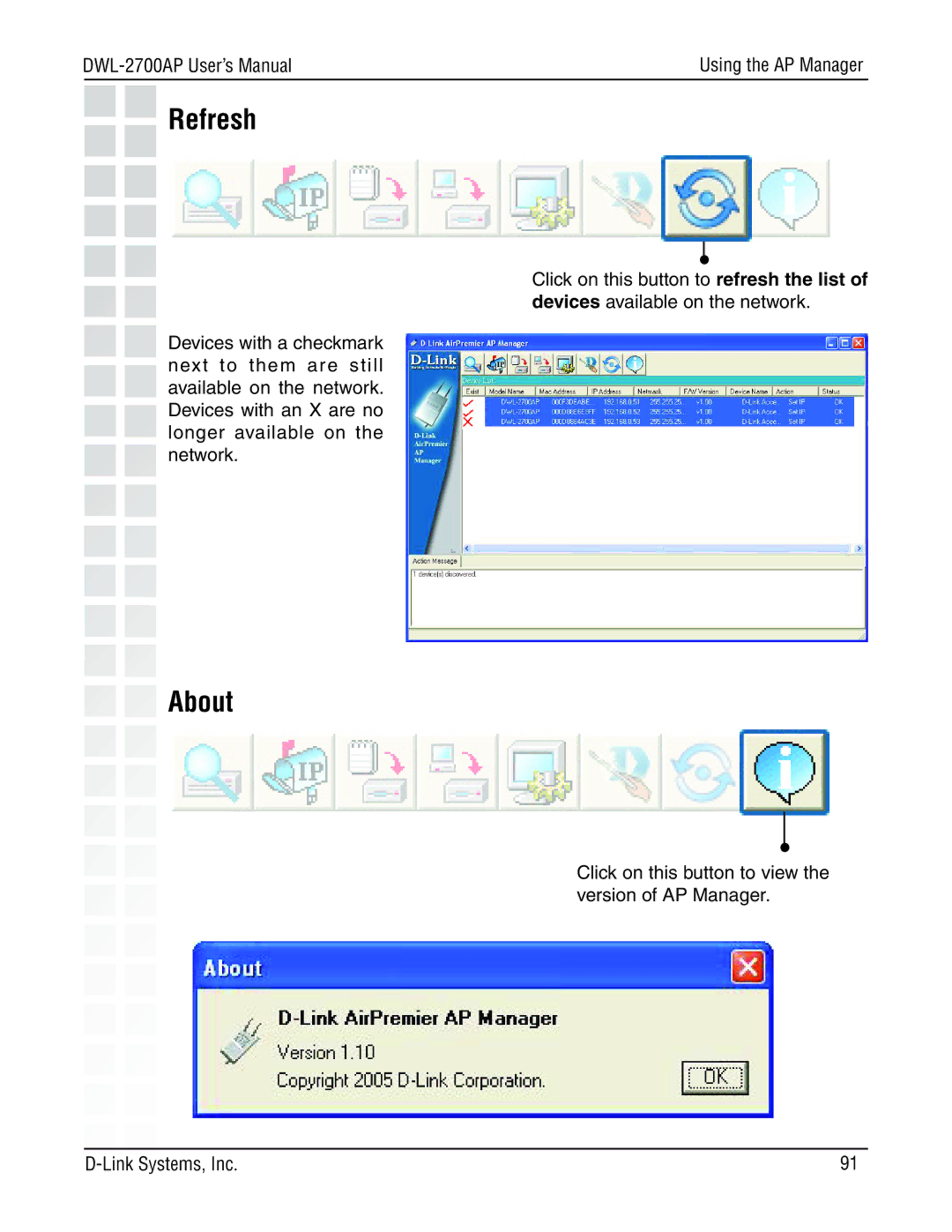 D-Link DWL-2700AP manual Refresh, About 