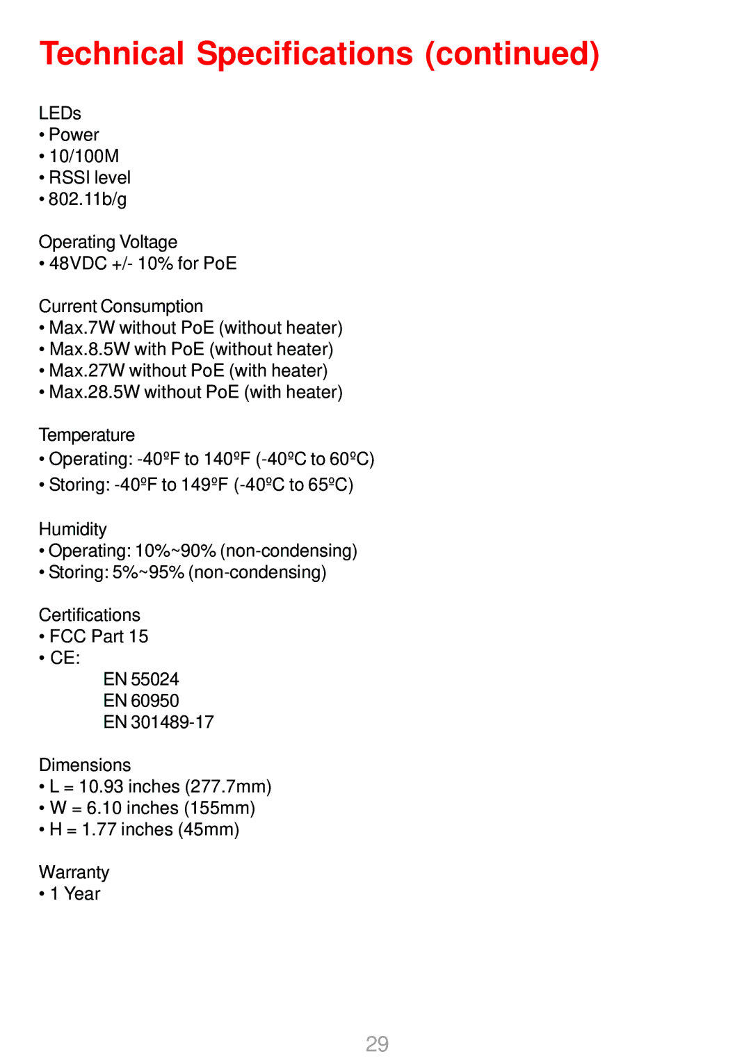 D-Link DWL-2700AP warranty Technical Specifications 