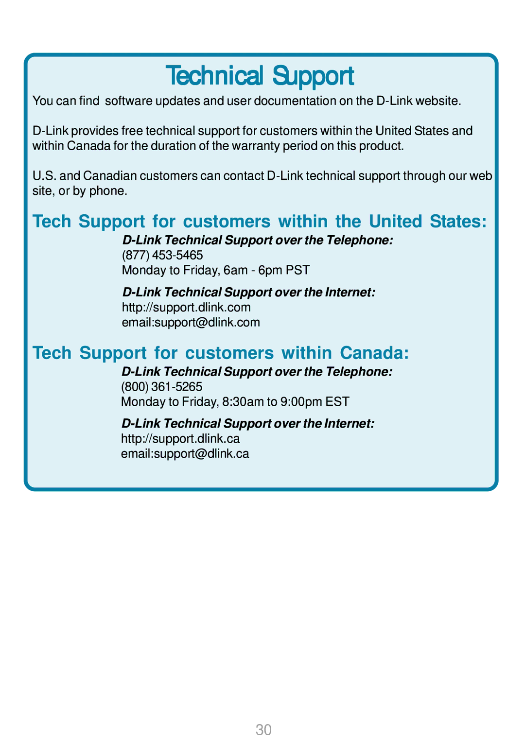 D-Link DWL-2700AP warranty Technical Support 