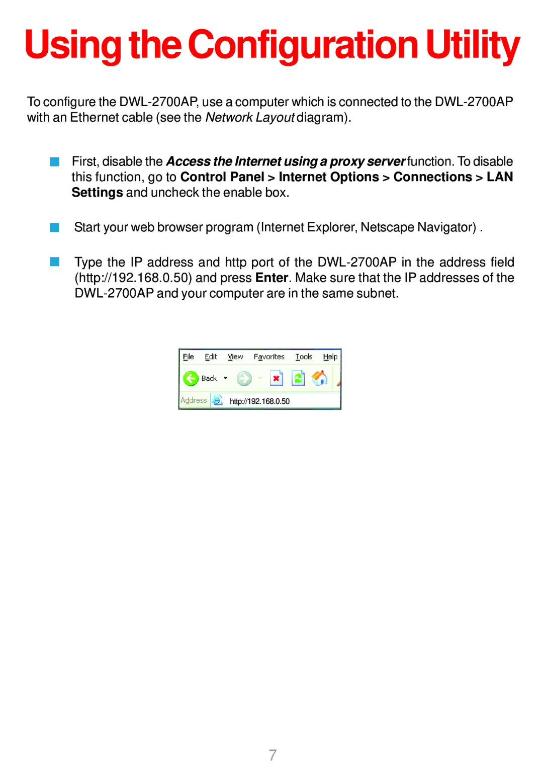 D-Link DWL-2700AP warranty Using the Configuration Utility 