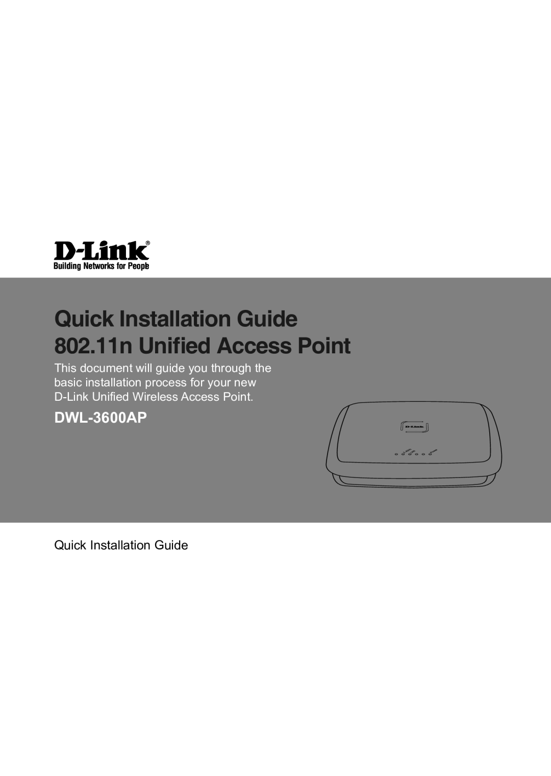 D-Link DWL-3600AP manual Quick Installation Guide 802.11n Unified Access Point 