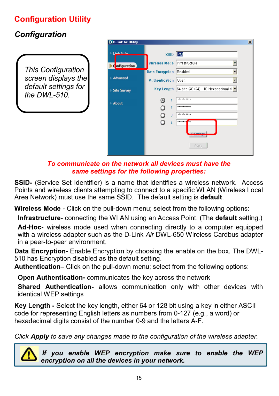 D-Link DWL-510 manual Configuration 