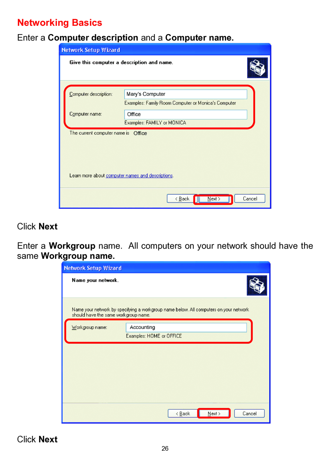 D-Link DWL-510 manual Enter a Computer description and a Computer name 