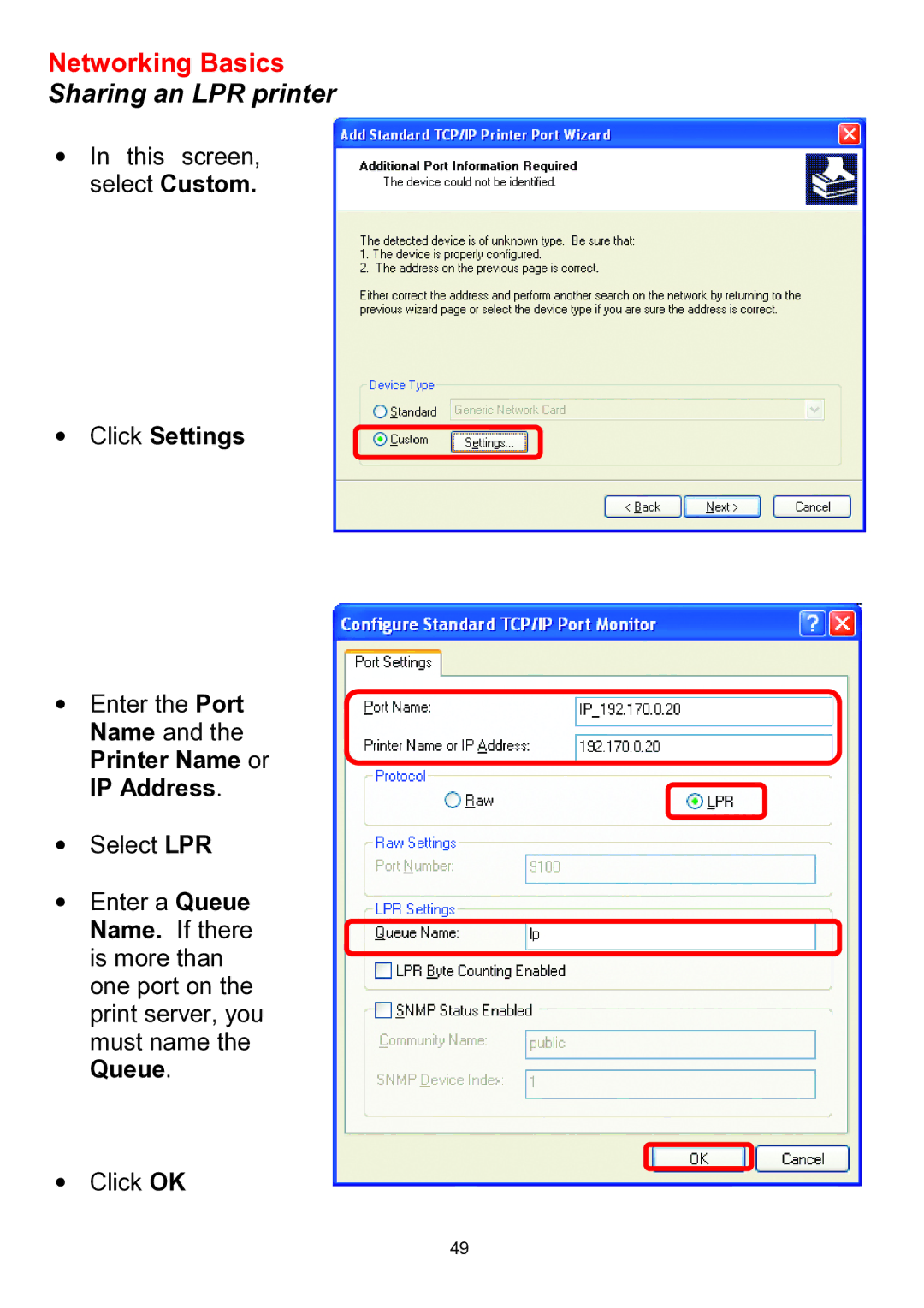 D-Link DWL-510 manual Click Settings 