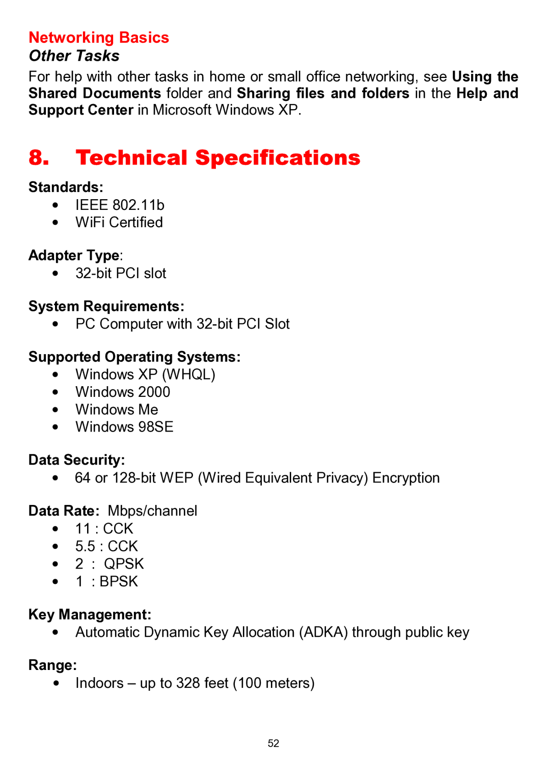 D-Link DWL-510 manual Technical Specifications, Other Tasks 