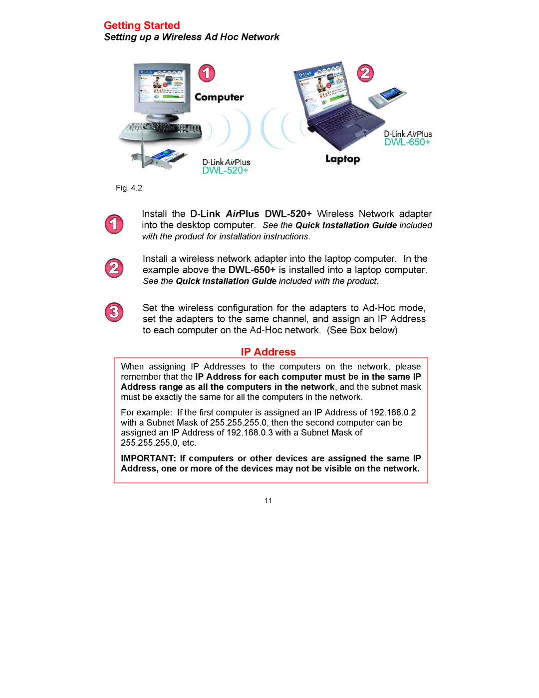 D-Link DWL-520 manual IP Address 