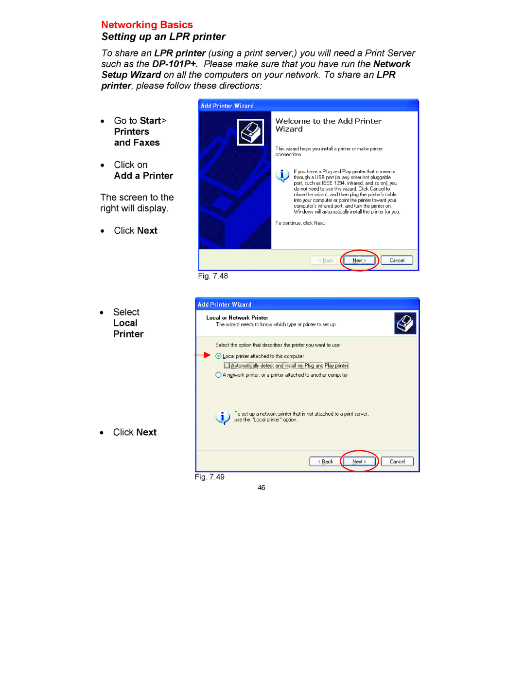 D-Link DWL-520 manual Setting up an LPR printer, Local Printer 