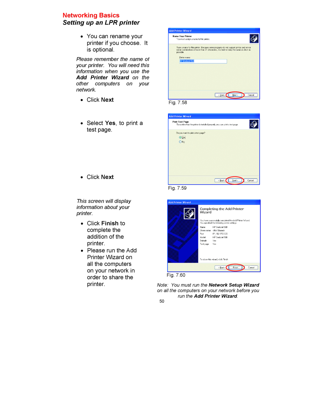 D-Link DWL-520 manual Click Next Select Yes, to print a test 