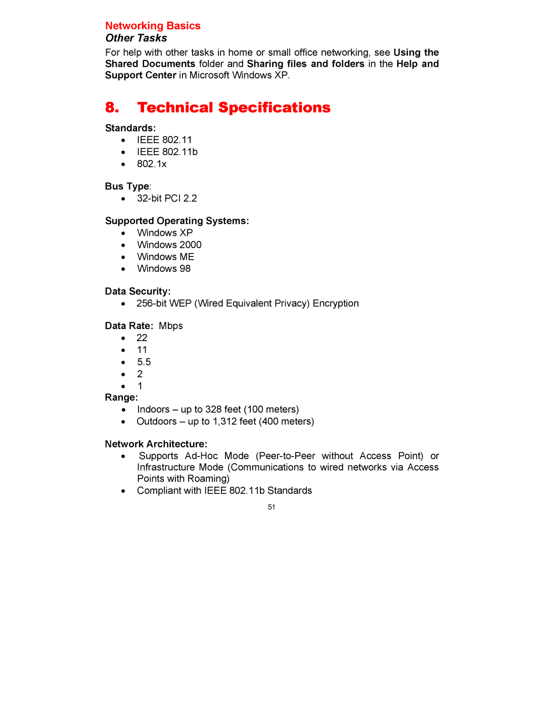 D-Link DWL-520 manual Technical Specifications, Other Tasks 