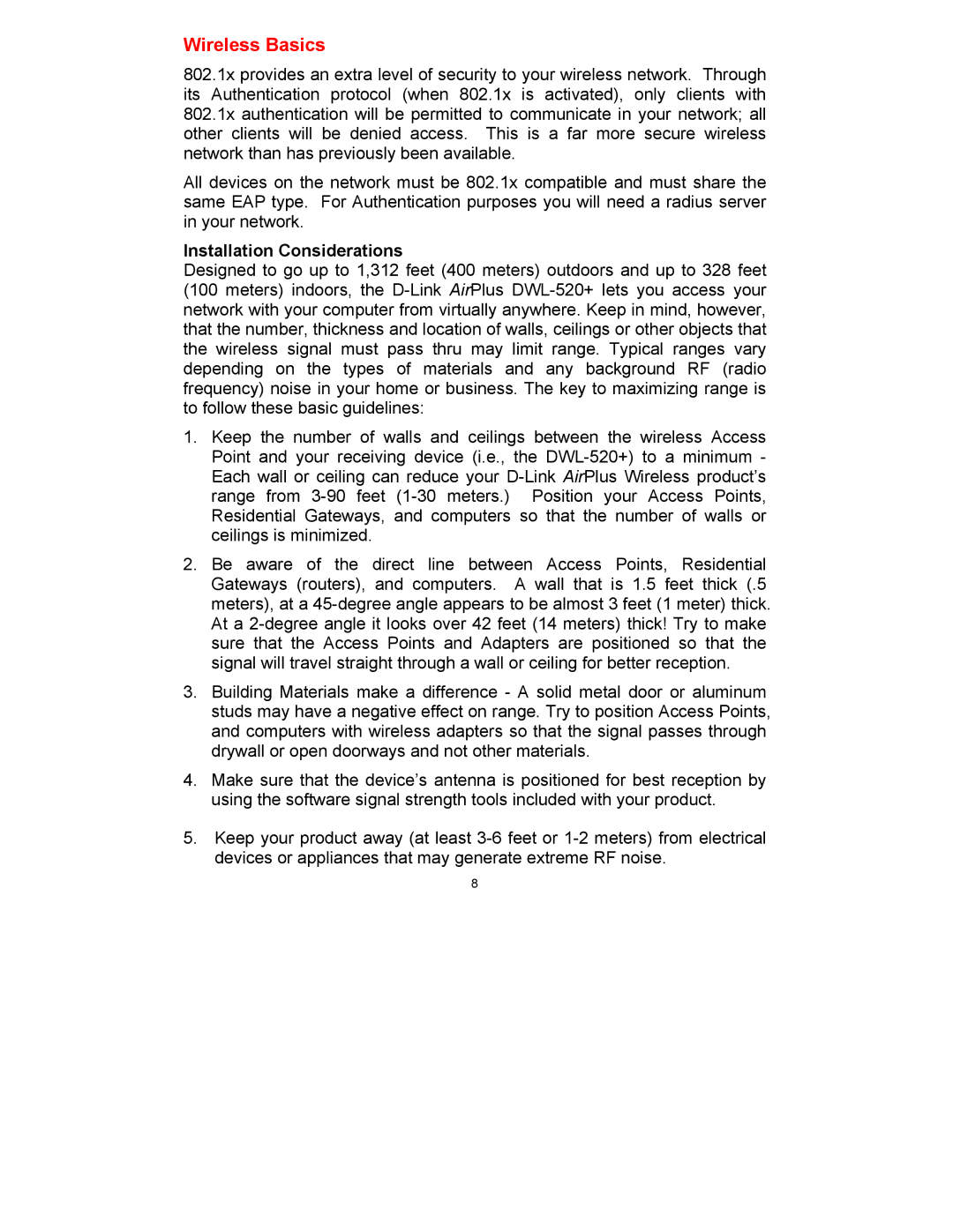 D-Link DWL-520 manual Installation Considerations 