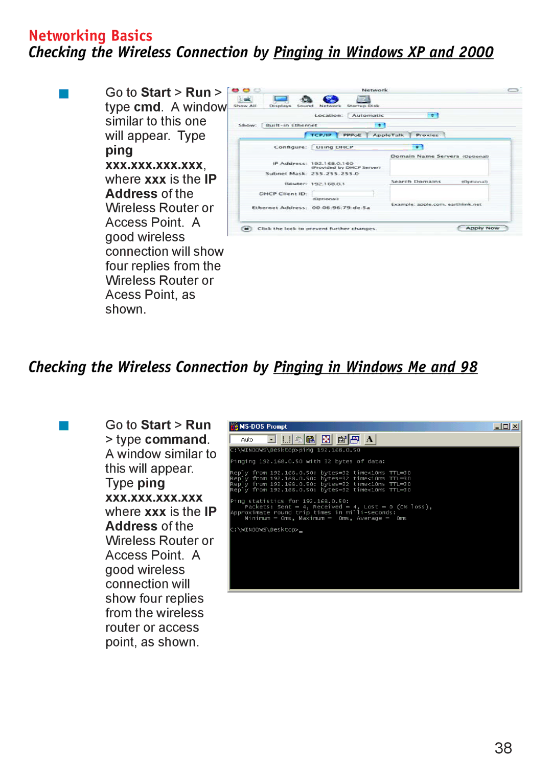 D-Link DWL-6000AP manual Checking the Wireless Connection by Pinging in Windows Me 