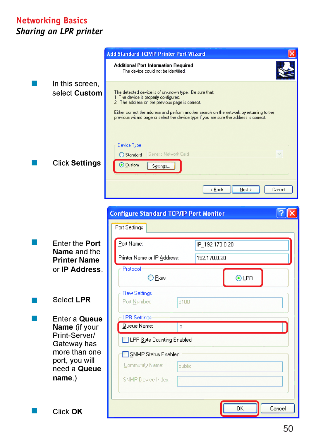 D-Link DWL-6000AP manual Networking Basics Sharing an LPR printer 