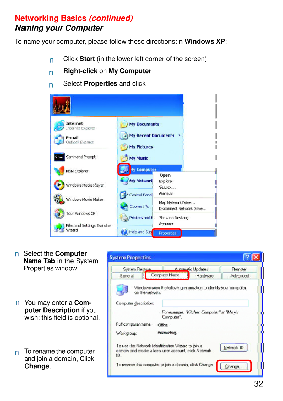 D-Link DWL-610 manual Naming your Computer 