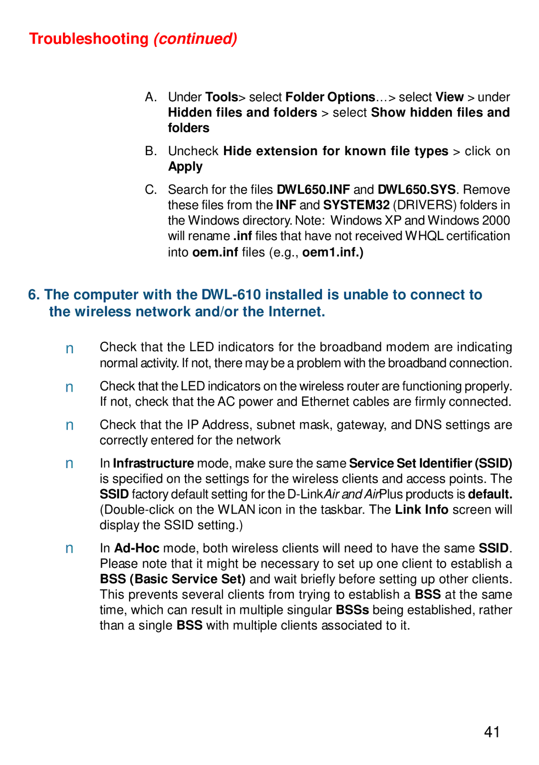 D-Link DWL-610 manual Uncheck Hide extension for known file types click on Apply 