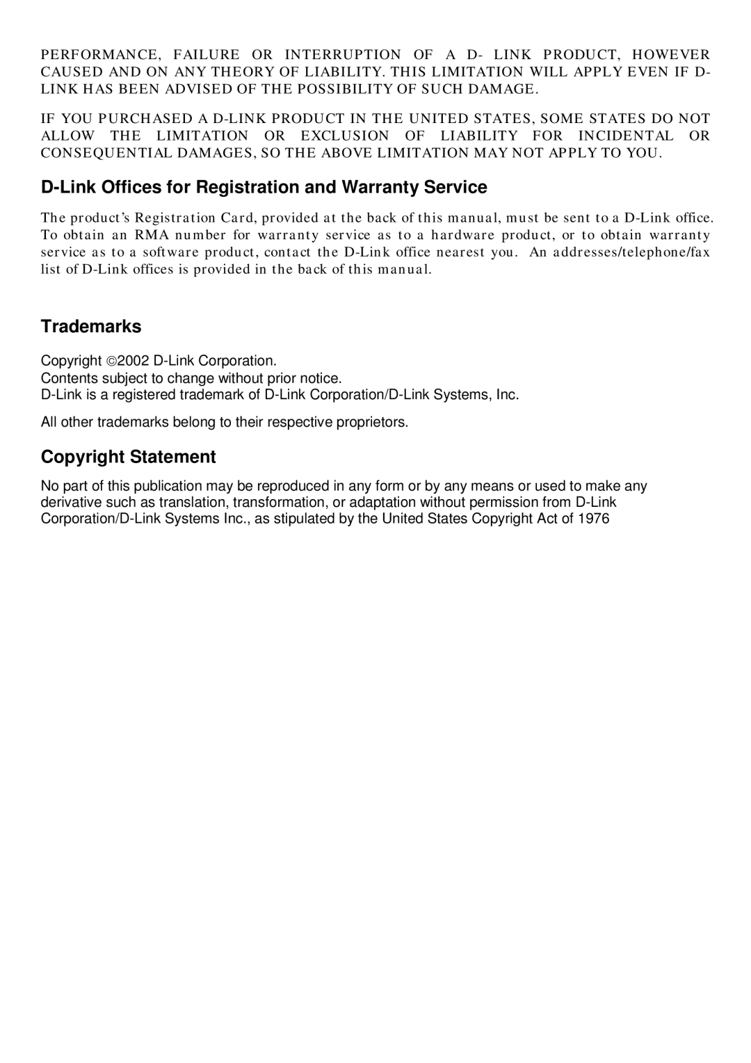 D-Link DWL-610 manual Link Offices for Registration and Warranty Service 