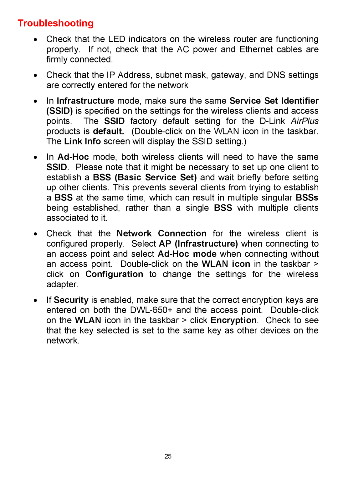 D-Link DWL-650+ manual Troubleshooting 