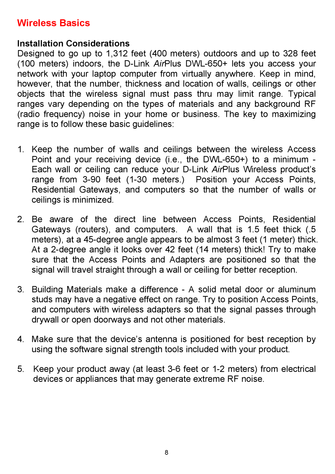 D-Link DWL-650+ manual Installation Considerations 