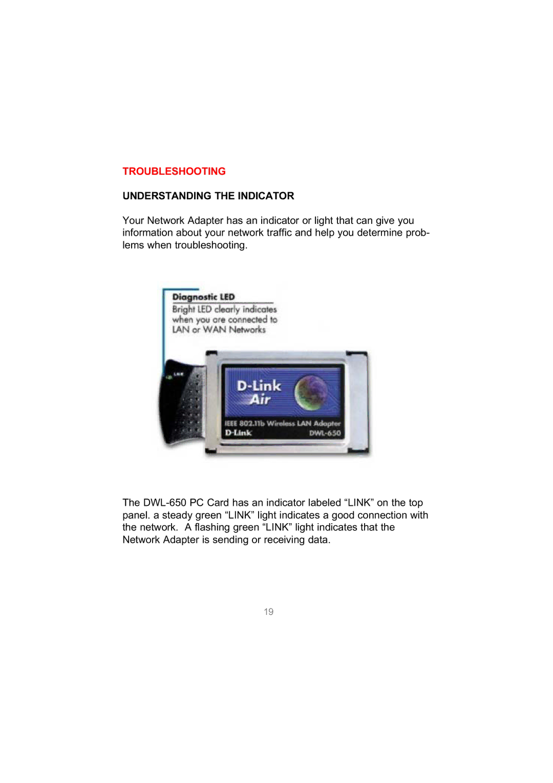 D-Link DWL-650 user manual Understanding the Indicator 