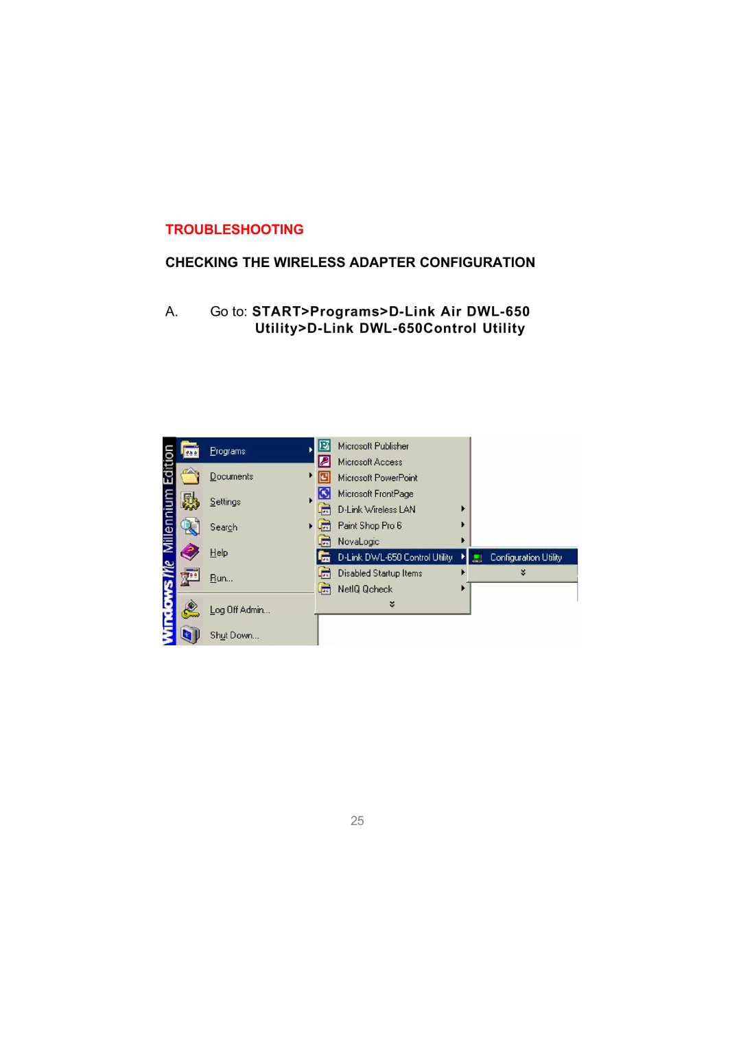 D-Link DWL-650 user manual Checking the Wireless Adapter Configuration 