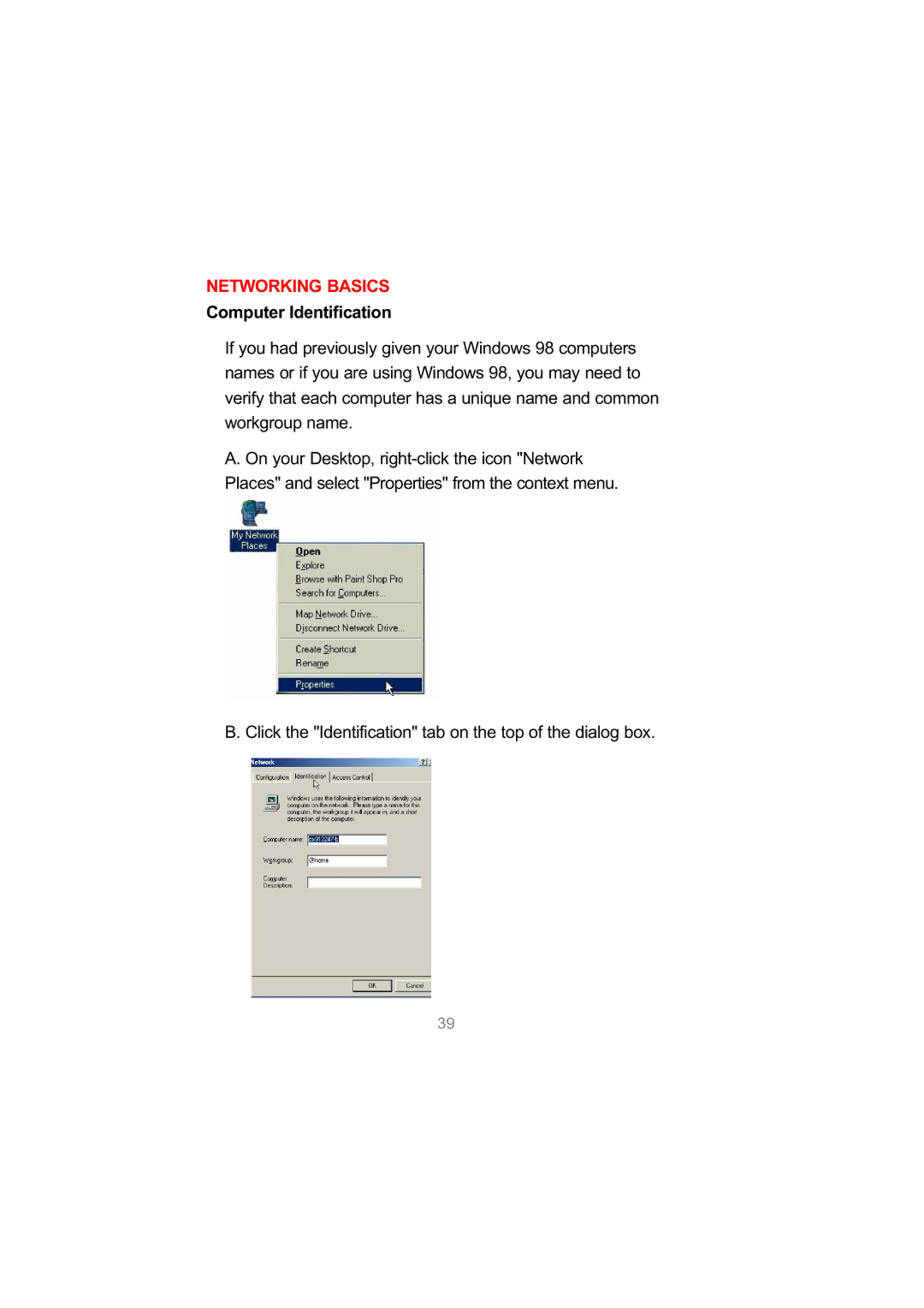 D-Link DWL-650 user manual Computer Identification 