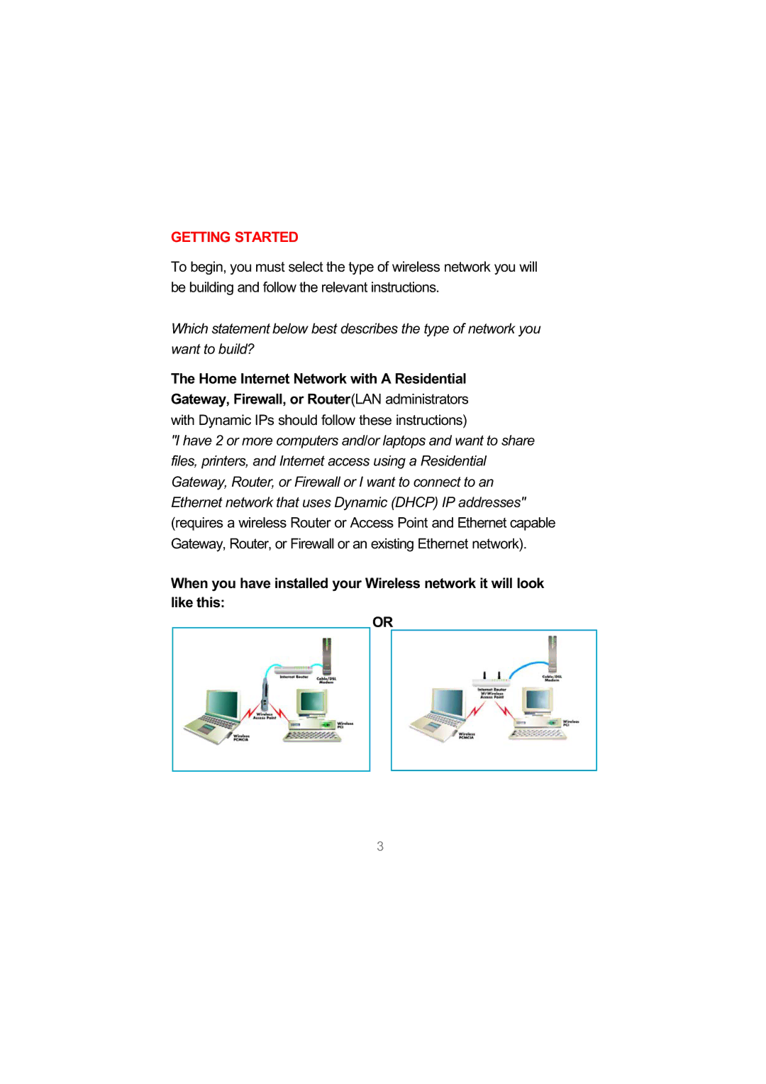 D-Link DWL-650 user manual Getting Started, Home Internet Network with a Residential 