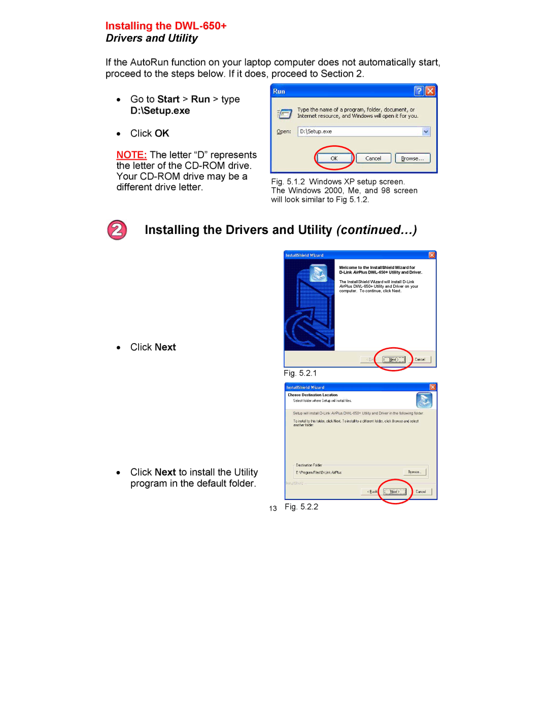 D-Link DWL-650 manual Drivers and Utility, Setup.exe 