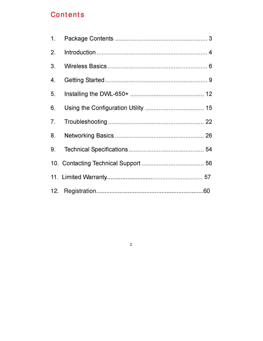 D-Link DWL-650 manual Contents 