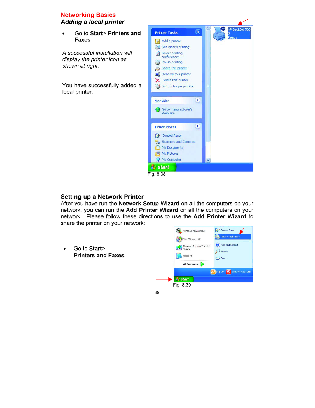 D-Link DWL-650 manual Go to Start Printers Faxes, Printers and Faxes 