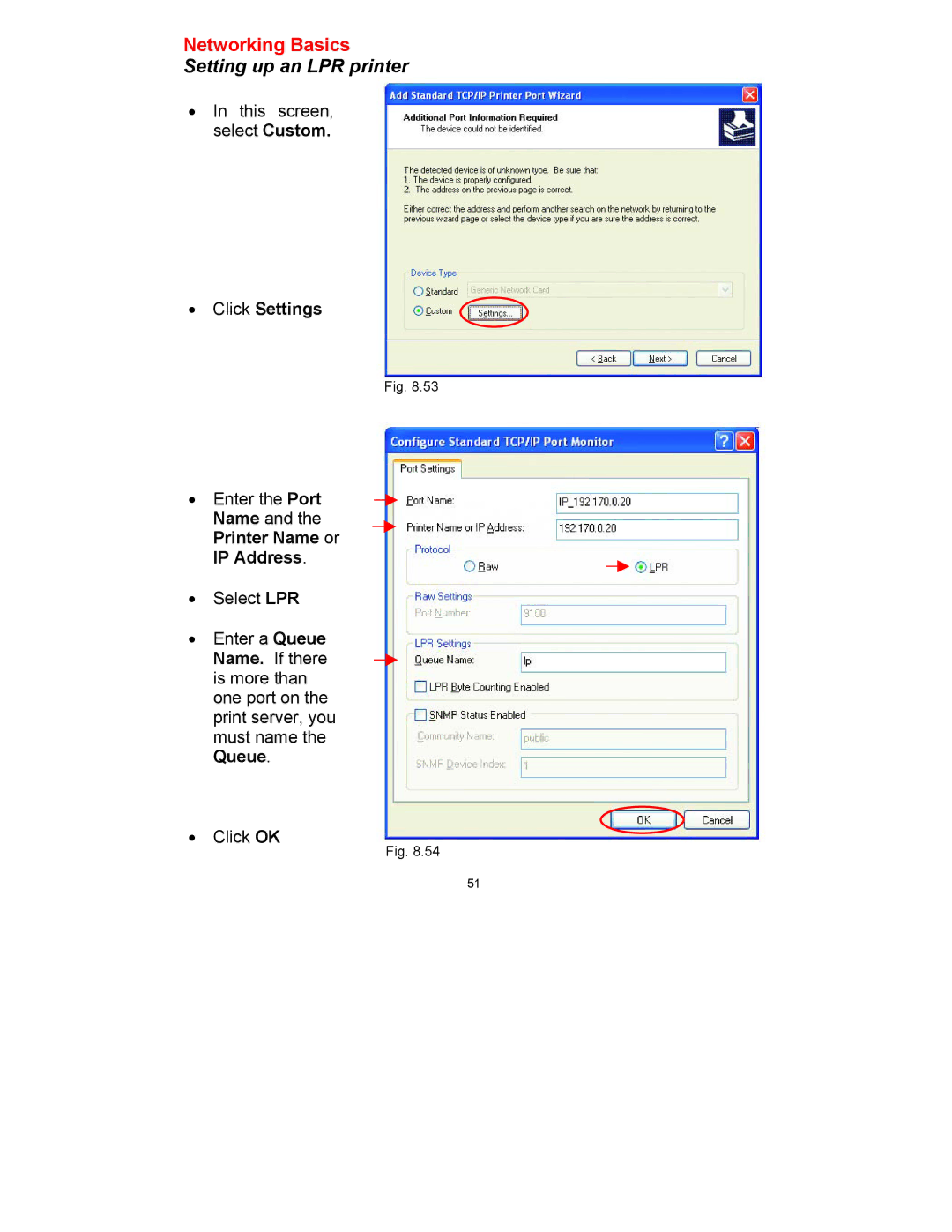 D-Link DWL-650 manual Networking Basics Setting up an LPR printer, Click Settings 