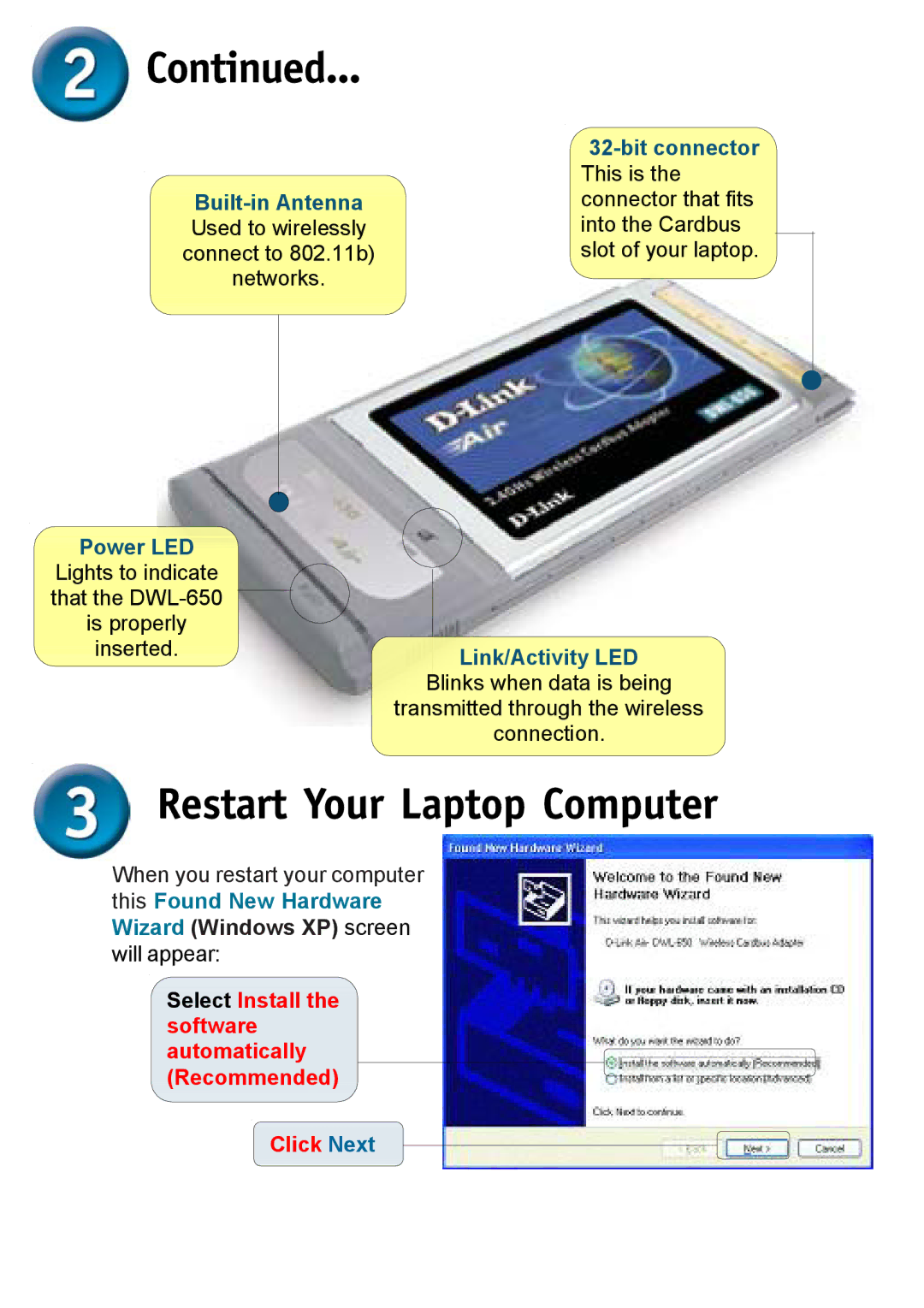 D-Link DWL-650 warranty Restart Your Laptop Computer 