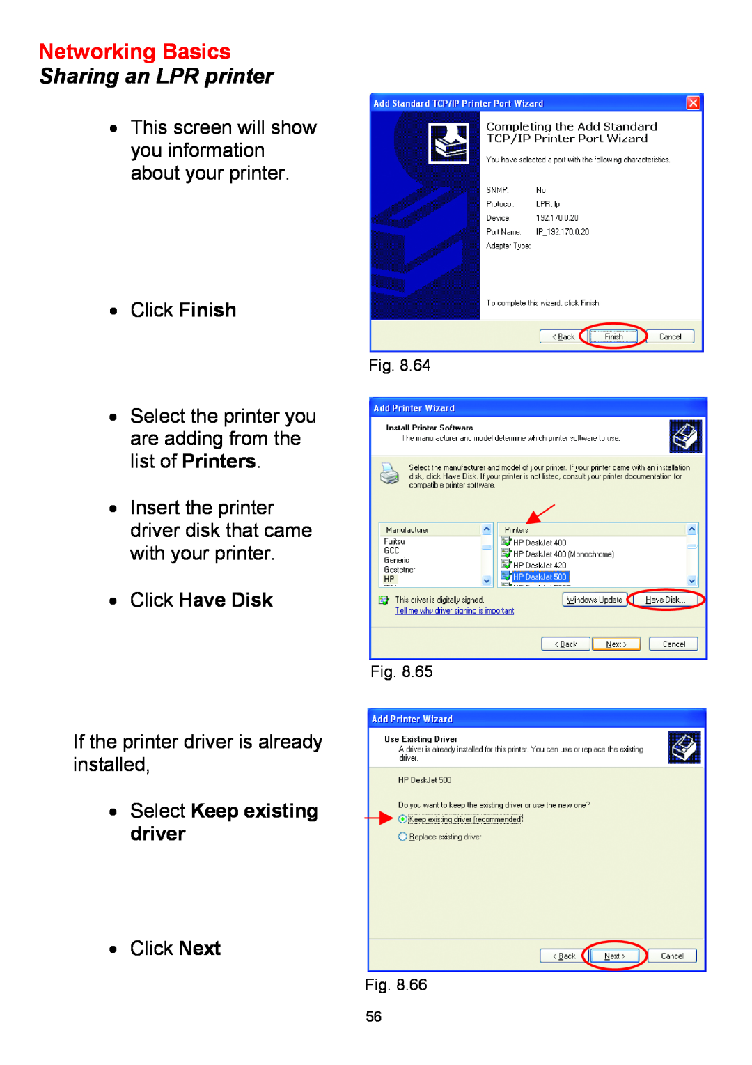 D-Link DWL-650+ Click Have Disk, Networking Basics, Sharing an LPR printer, If the printer driver is already installed 