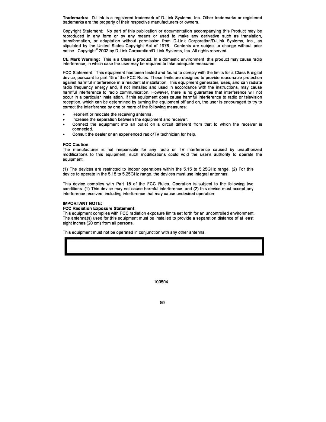 D-Link DWL-650 manual FCC Caution, IMPORTANT NOTE FCC Radiation Exposure Statement 