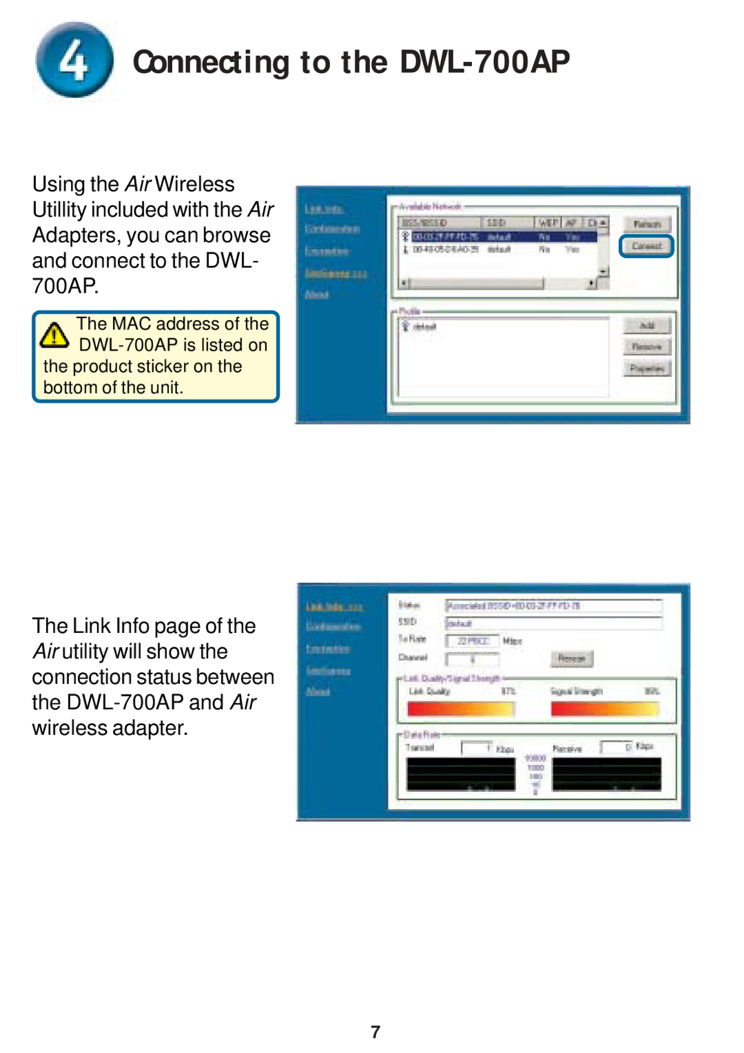 D-Link warranty Connecting to the DWL-700AP 