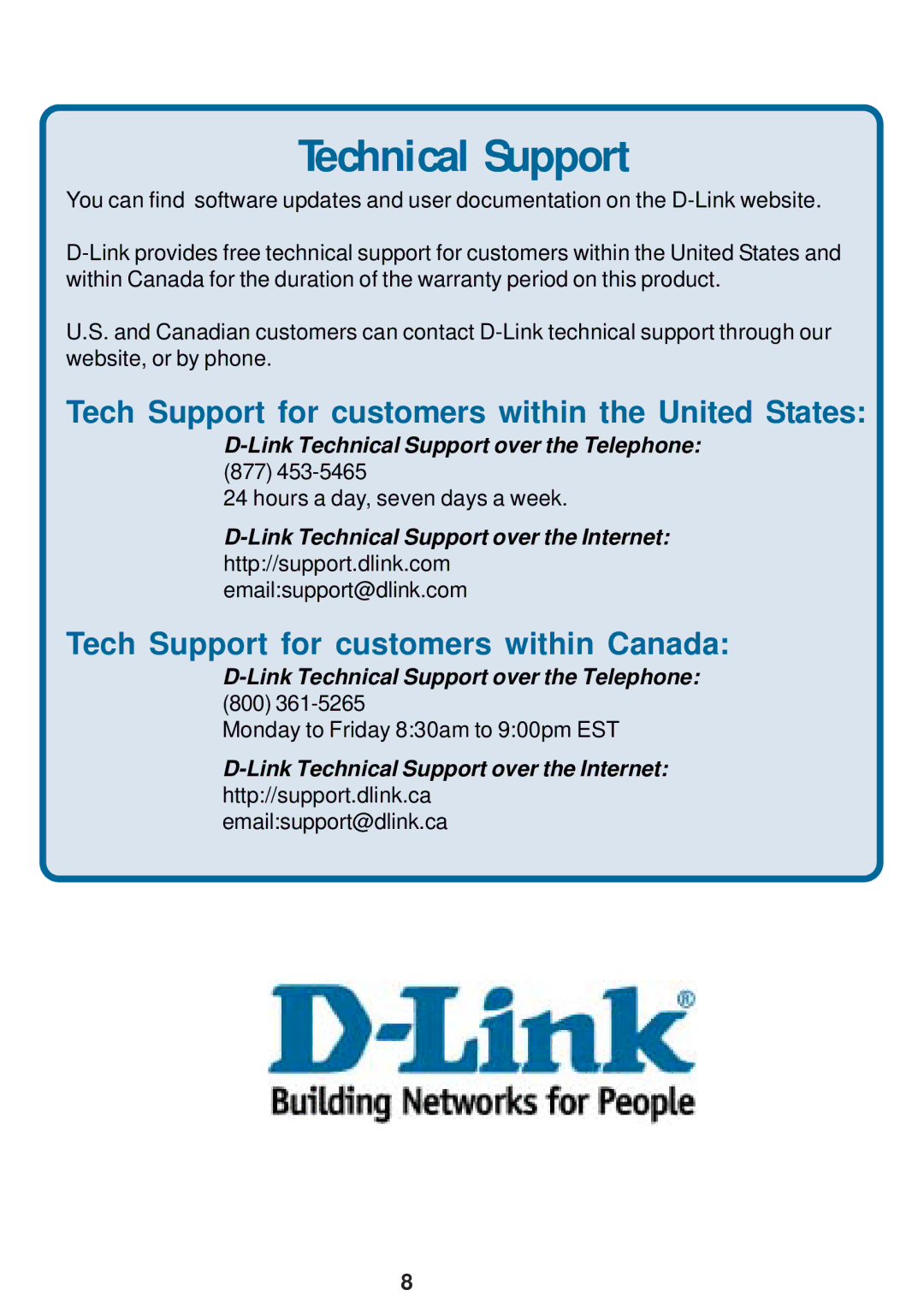 D-Link DWL-700AP warranty Technical Support 