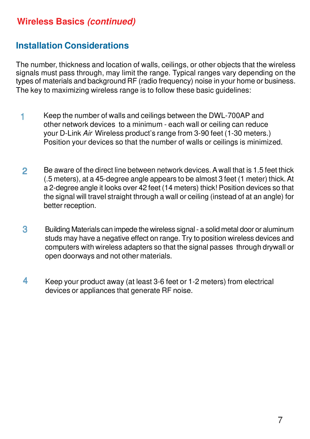 D-Link DWL-700AP manual Wireless Basics, Installation Considerations 