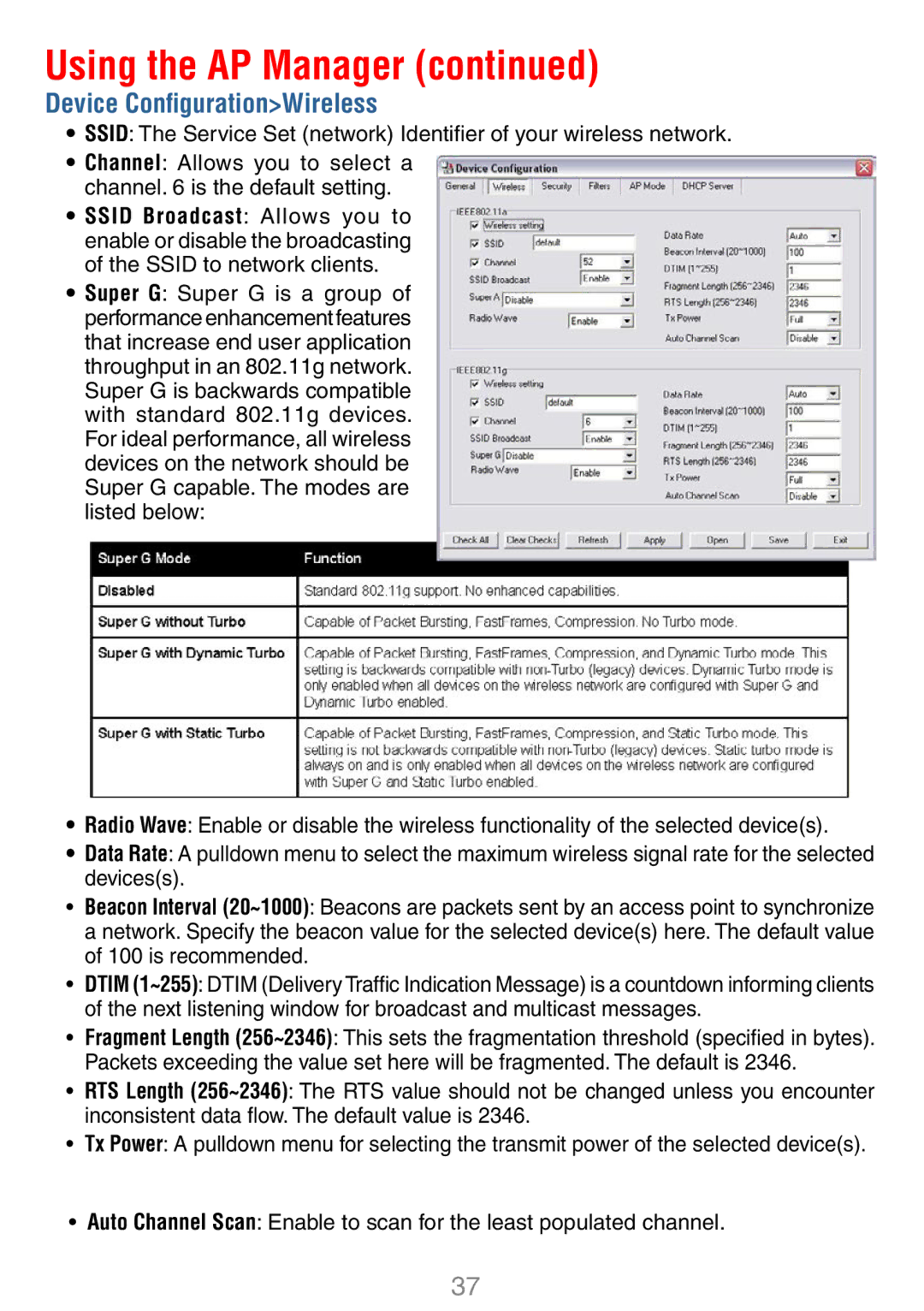 D-Link DWL-7100AP manual Device ConﬁgurationWireless 