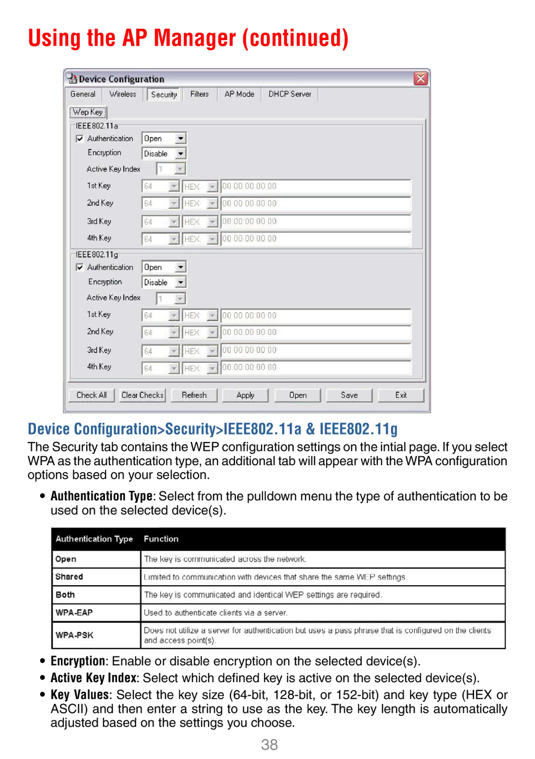 D-Link DWL-7100AP manual Device ConﬁgurationSecurityIEEE802.11a & IEEE802.11g 