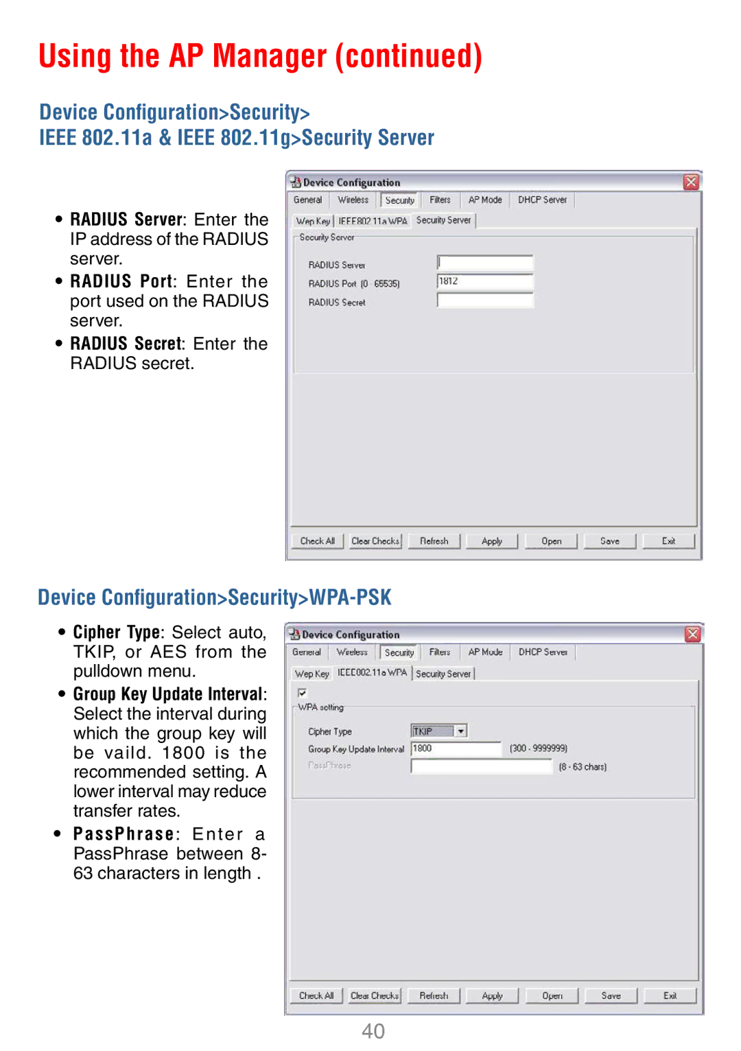 D-Link DWL-7100AP manual Device ConﬁgurationSecurityWPA-PSK 