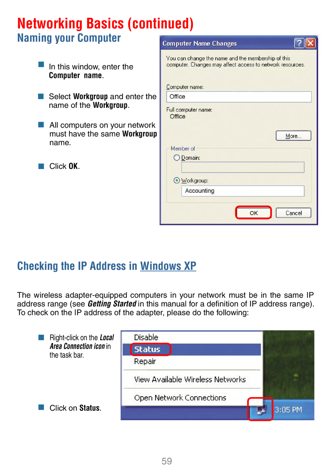 D-Link DWL-7100AP manual Checking the IP Address in Windows XP 