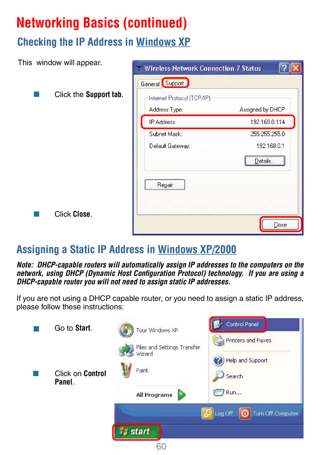 D-Link DWL-7100AP manual Assigning a Static IP Address in Windows XP/2000 