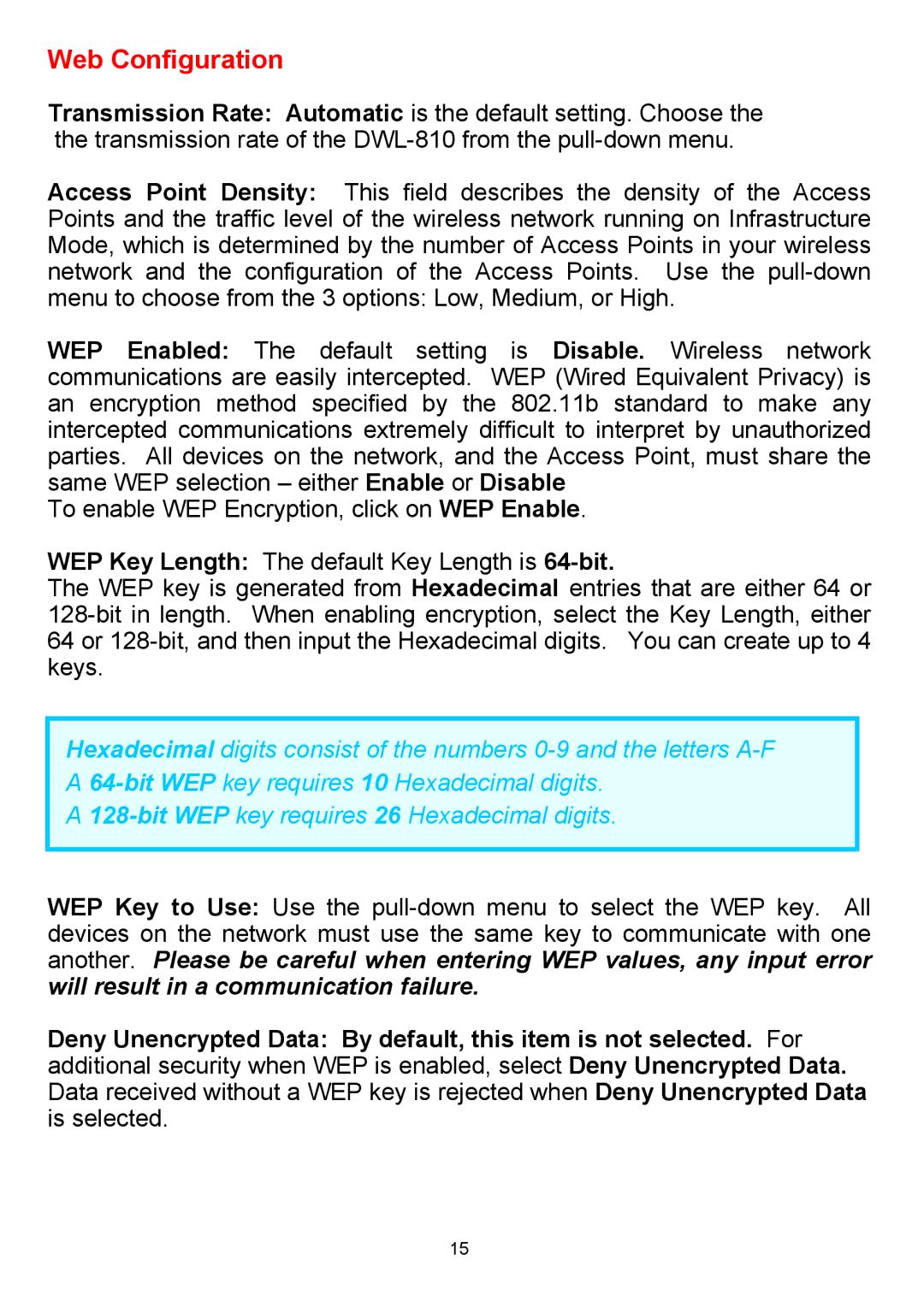 D-Link DWL-810 manual Web Configuration 