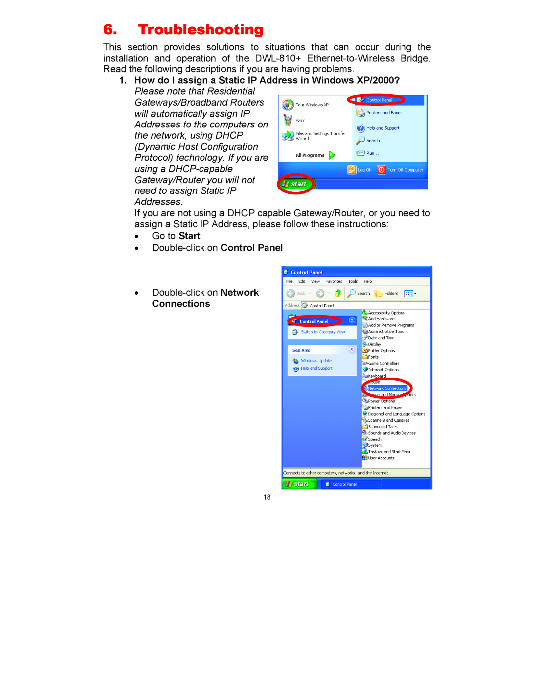 D-Link DWL-810+ manual Troubleshooting, Connections 