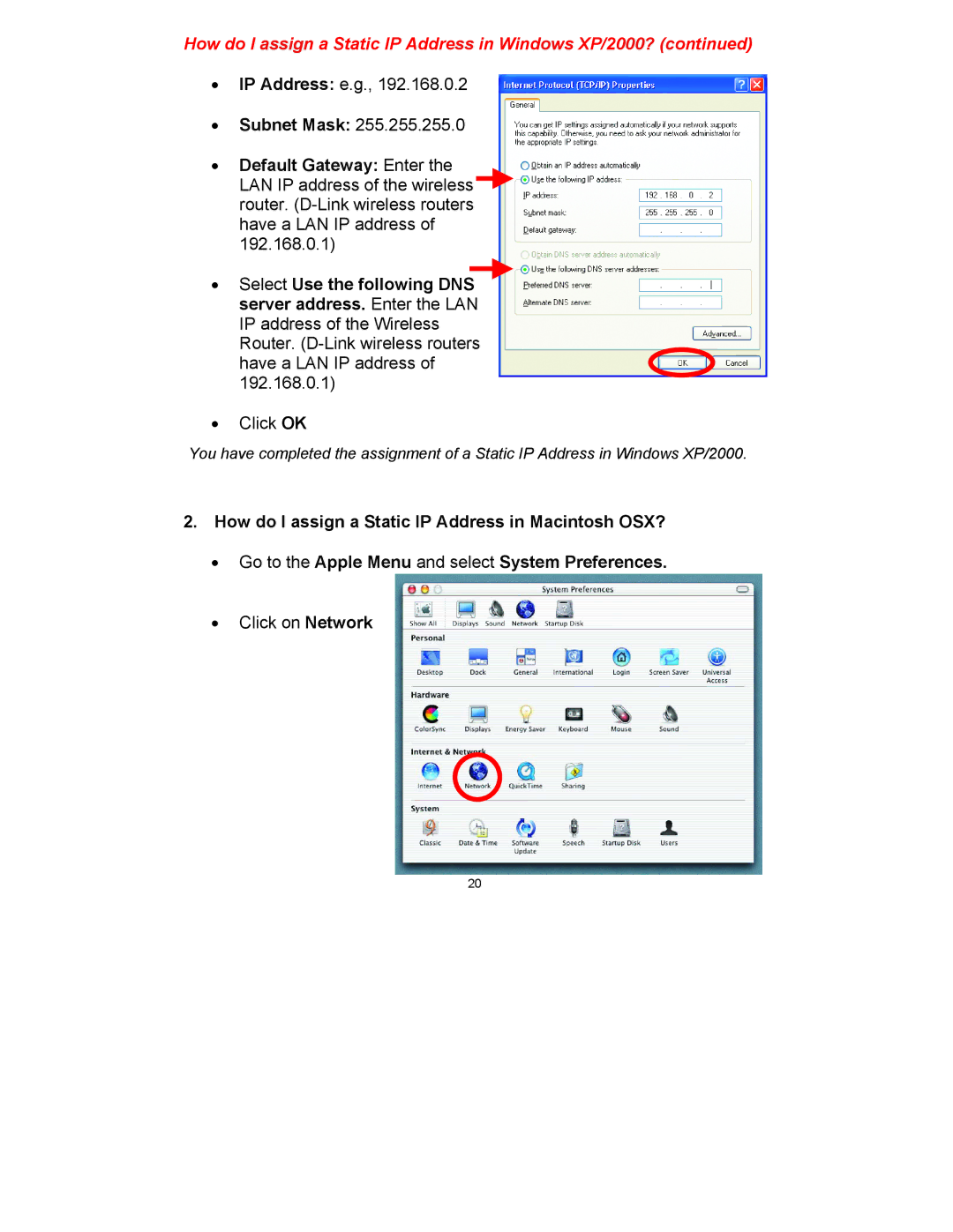 D-Link DWL-810+ manual Subnet Mask Default Gateway Enter 