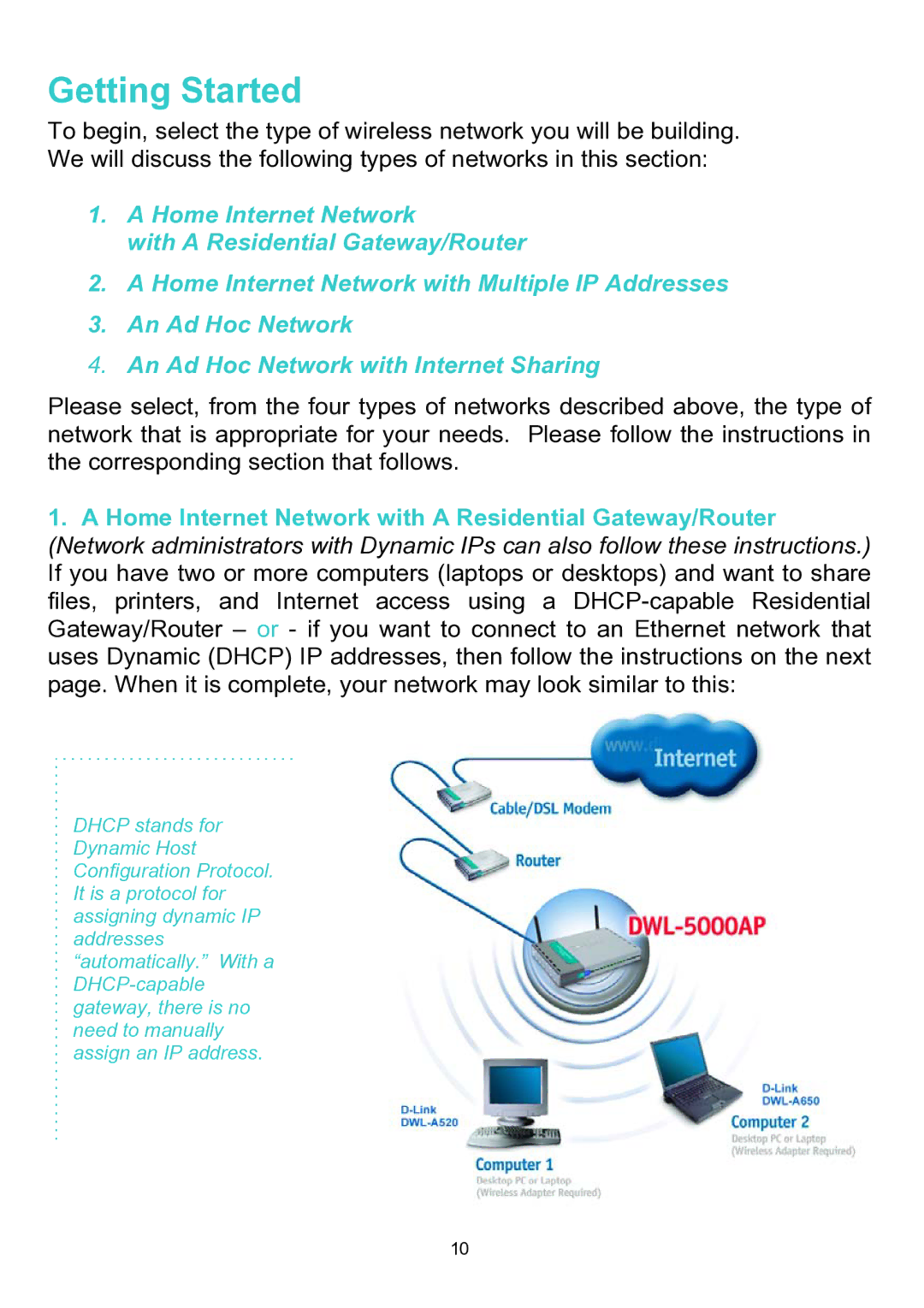 D-Link DWL-A520 manual Getting Started 