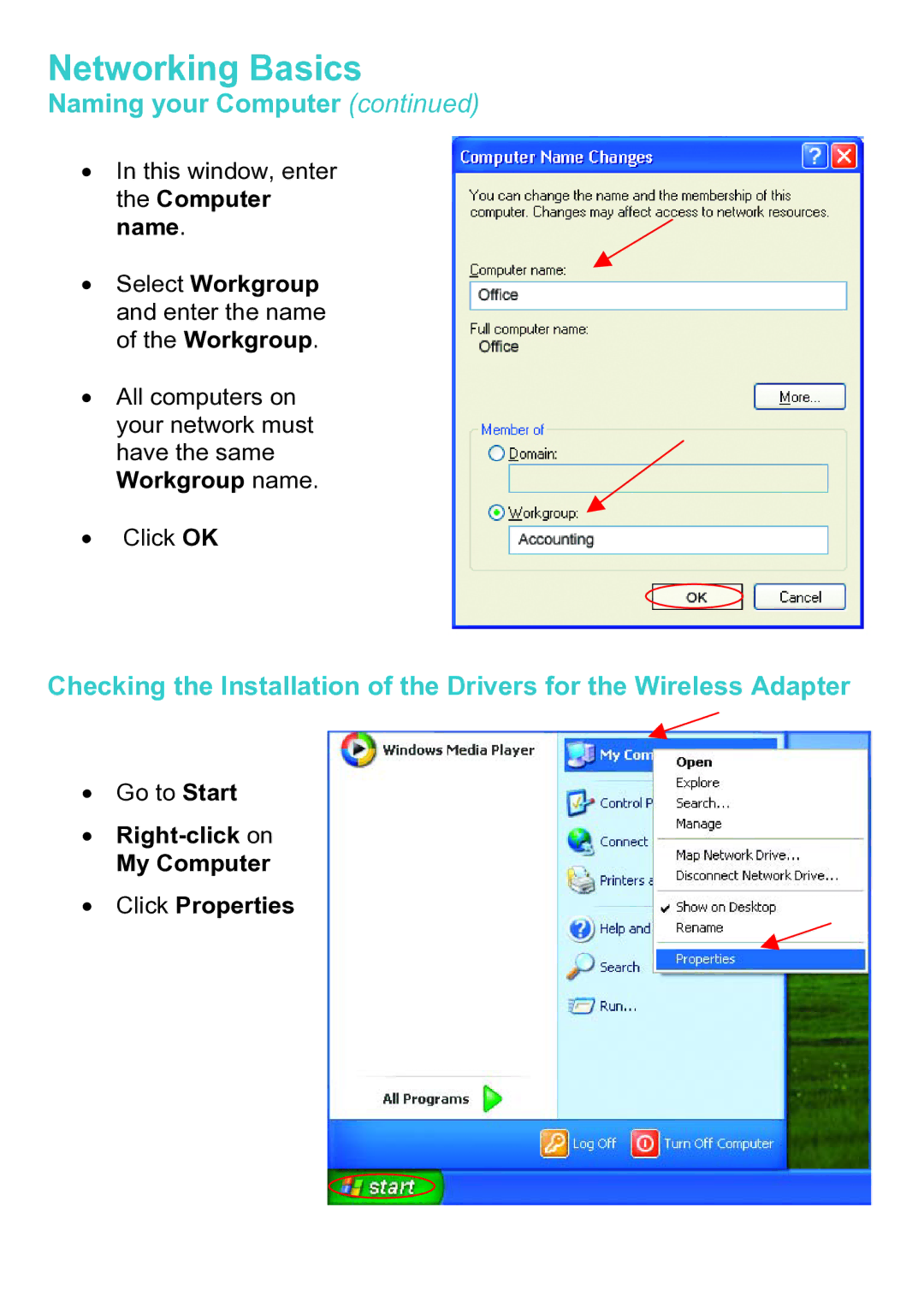 D-Link DWL-A520 manual Name, Right-click on My Computer Click Properties 