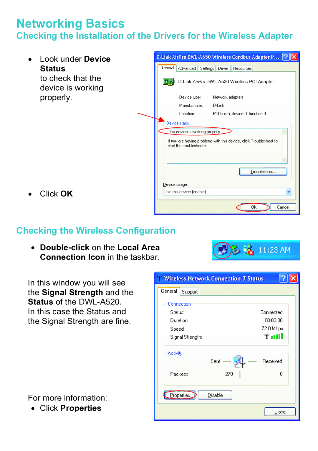 D-Link DWL-A520 manual Checking the Wireless Configuration, Status 