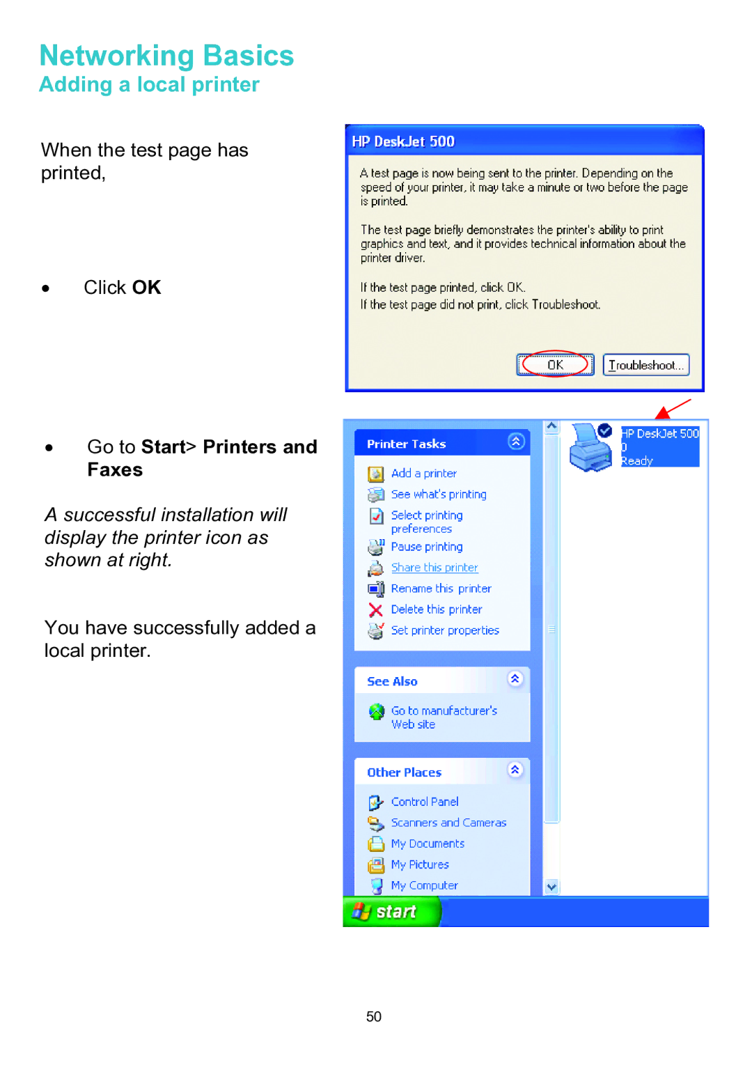 D-Link DWL-A520 manual Go to Start Printers Faxes 