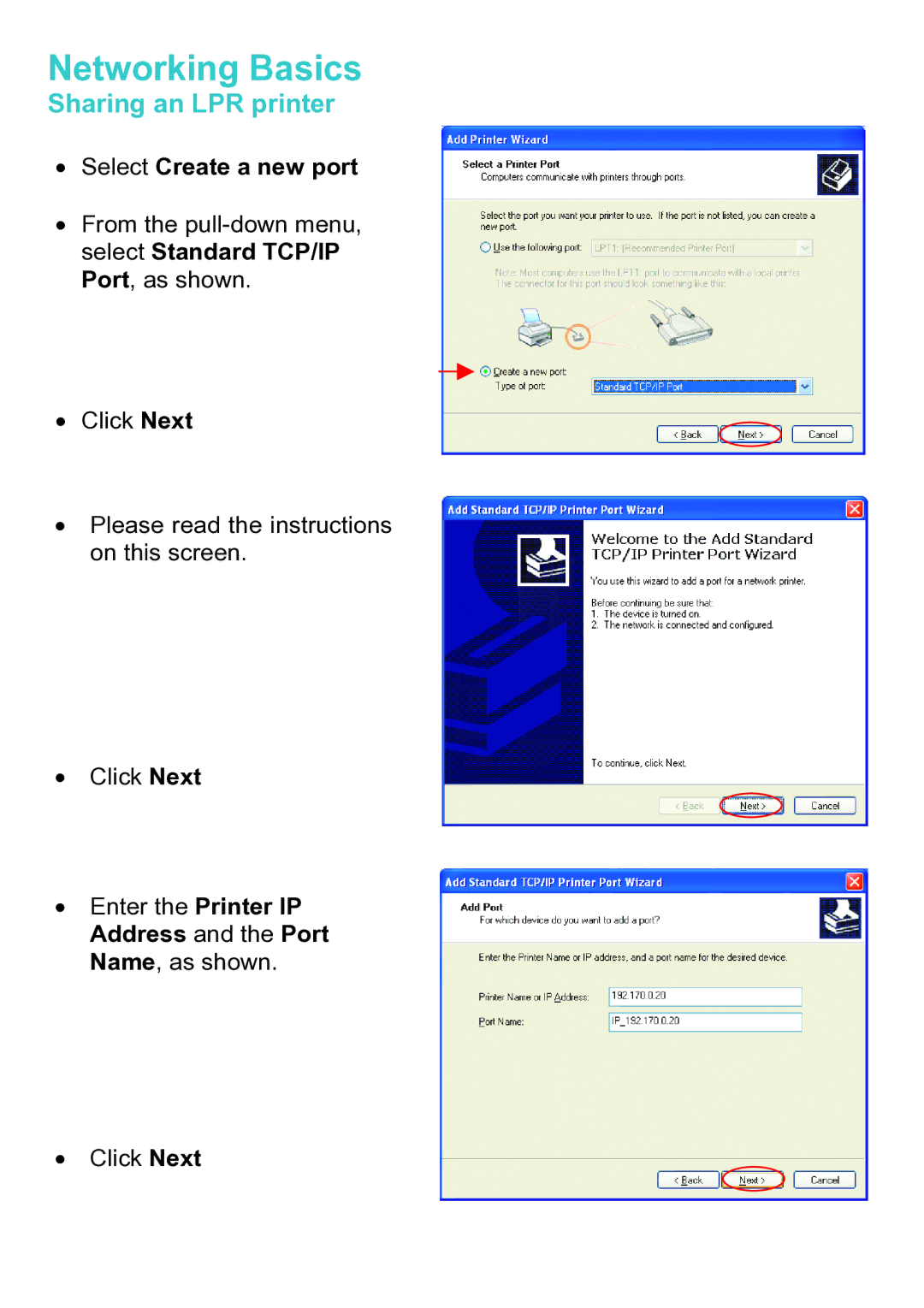 D-Link DWL-A520 manual Select Create a new port 