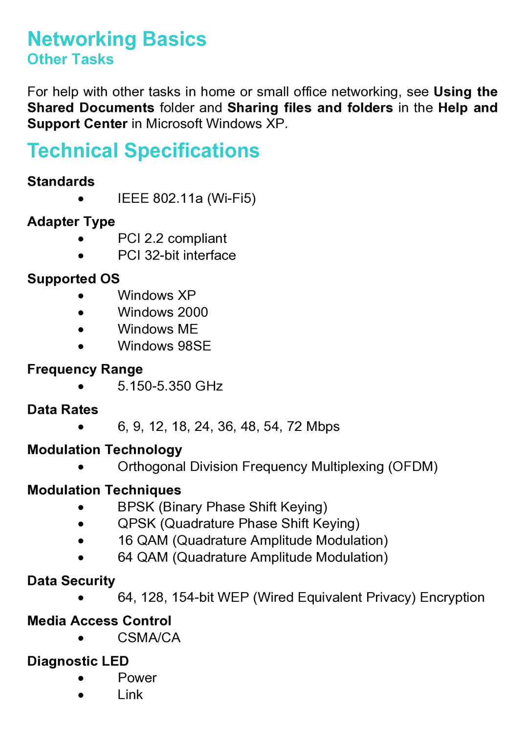 D-Link DWL-A520 manual Technical Specifications, Other Tasks 