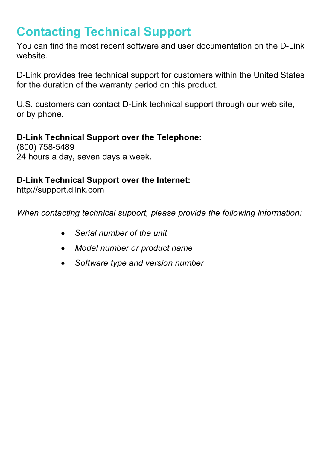 D-Link DWL-A520 manual Contacting Technical Support, Link Technical Support over the Internet 